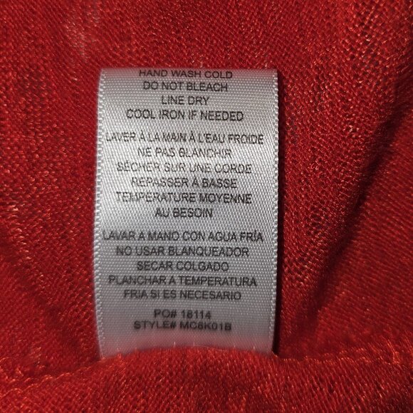 Bobeau Women's M RED Rayon Blend Semi Sheer Long Sleeve Open Front Cardigan - Picture 9 of 11